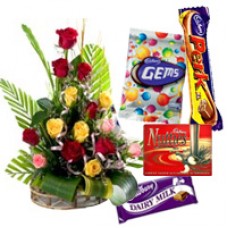 mixed lovely Roses clubbed with delicious assorted Cadburys Chocolates